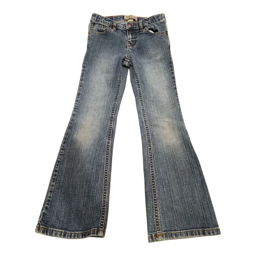 The Children's Place Bootcut Jeans Girls Size 8 Blue Heart Embroidery Y2K Style